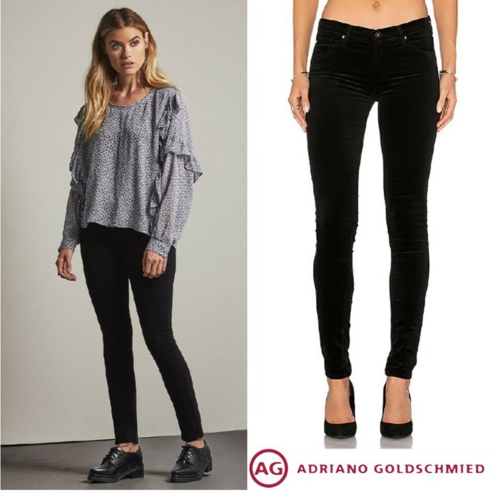 AG Legging Super Skinny Super Black Velvet Sz 29